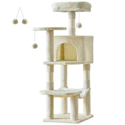 JHK 44" Cat Tree Tower | Multi-Cat Climbing Tower with Sisal Posts & Hammock