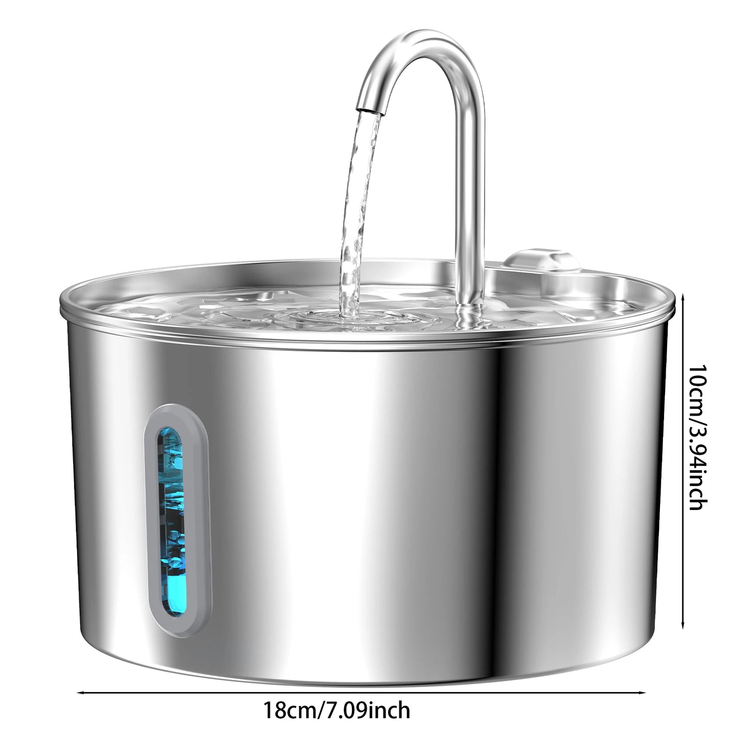ZYFeeder 2.2L Automatic Pet Water Fountain – Stainless Steel with Silent Pump