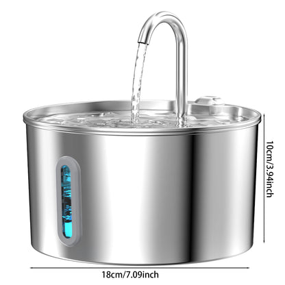 ZYFeeder 2.2L Automatic Pet Water Fountain – Stainless Steel with Silent Pump