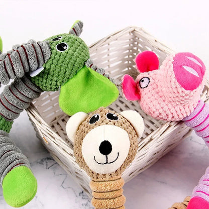 Indestructible Squeaky Plush Dog Toys for Aggressive Chewers – Dental Chew & Teething