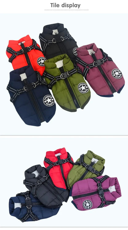 Waterproof Dog Jacket with Built-In Harness – Winter Coat for Large Dogs
