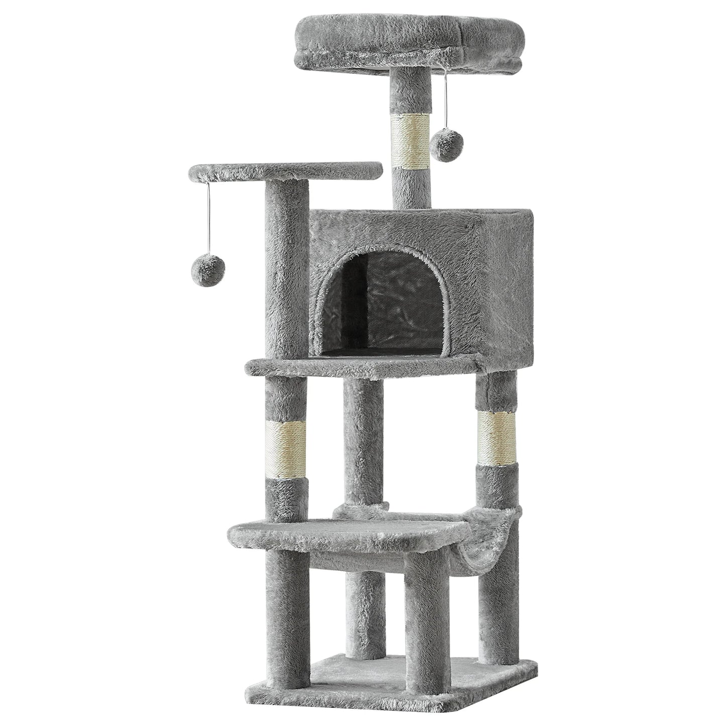 JHK 44" Cat Tree Tower | Multi-Cat Climbing Tower with Sisal Posts & Hammock