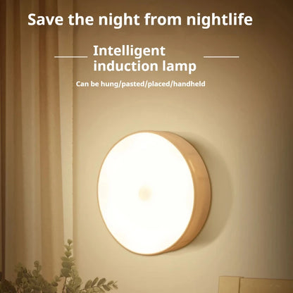 LED Smart Human Body Sensor Night Lamp Emergency Automatic Lighting USB Charging Wireless Magentic Suction Use Night Light