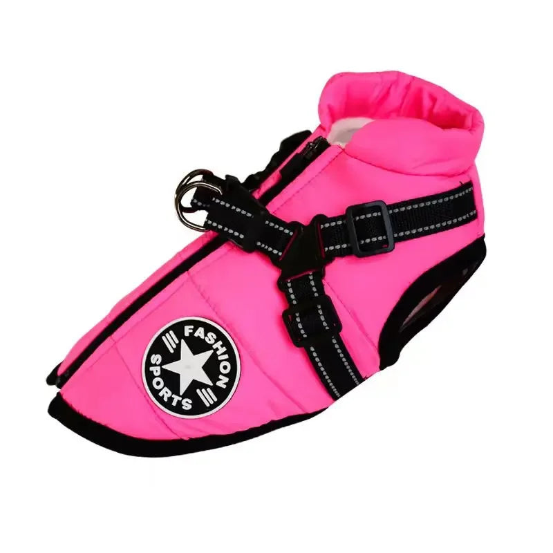 Waterproof Dog Jacket with Built-In Harness – Winter Coat for Large Dogs