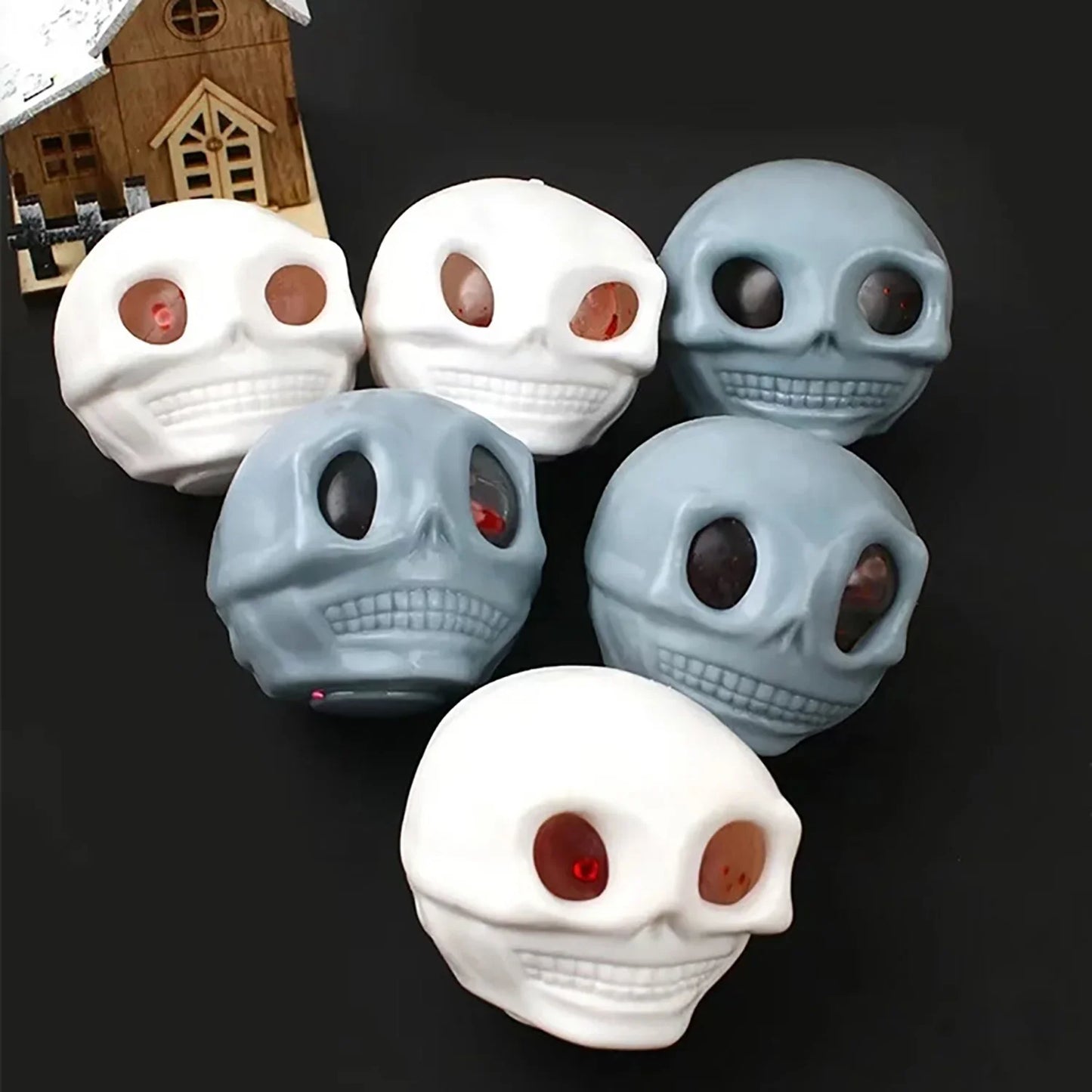 Halloween Squeeze Skull Stress Balls – Fidget Toy with Blood & Maggots