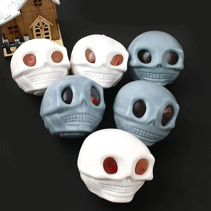 Halloween Squeeze Skull Stress Balls – Fidget Toy with Blood & Maggots