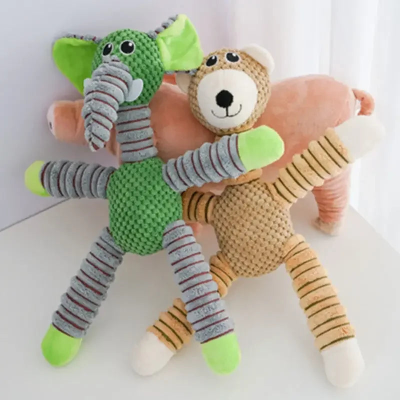 Indestructible Squeaky Plush Dog Toys for Aggressive Chewers – Dental Chew & Teething